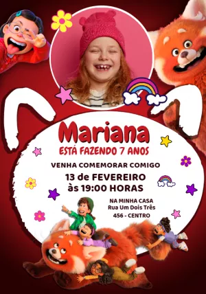 Convite Aniversário Red Crescer é Uma Fera com Foto para Editar