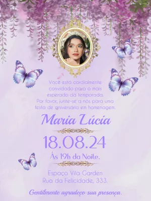 Convite Aniversário Bridgerton com Foto para Editar Online
