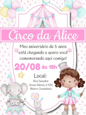 Invitation d'anniversaire Cirque – Statique – Gley Leobas