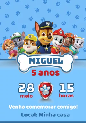 Invito di compleanno Paw Patrol – Statico – Camila Amaral