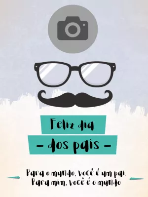 Cartão Dia dos Pais com Bigode e Foto para Editar Online
