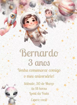 Invito di compleanno Astronauta – Statico – Renata Designer