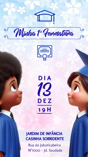 Convite Formatura Infantil com Crianças para Editar Online