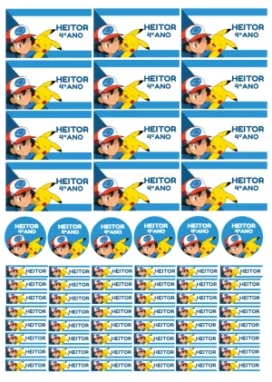 Kit de Etiquetas Escolares Pokémon para Editar e Imprimir