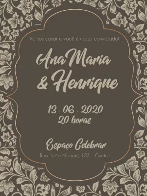 Convite de Casamento Provençal Floral para Editar Online