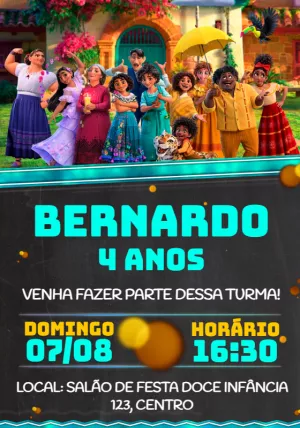 Convite Aniversário Encanto Família Madrigal para Editar