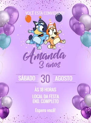 Invito di compleanno Bluey – Statico – Decore Arte