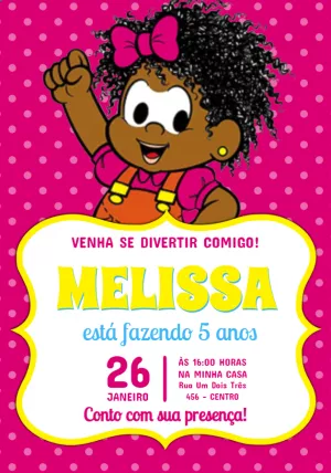 Convite de Aniversário Milena Turma da Mônica para Editar Online