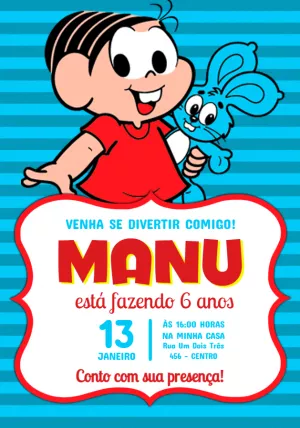 Convite de Aniversário da Mônica para Editar Online