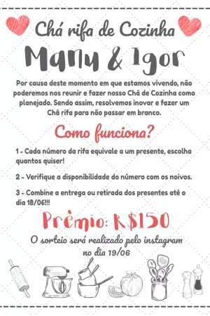 Convite Chá Rifa de Cozinha Moderno para Editar Online