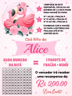 Chá Rifa Flamingo Tropical Editável Online para Imprimir