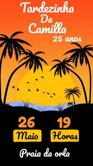 Convite Aniversário Tardezinha na Praia para Editar Online
