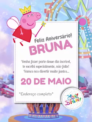 Convite de Aniversário Peppa Pig para Editar Online