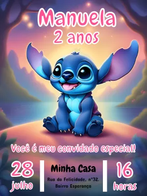 Invitación de cumpleaños Stitch – Estático – Pedro Henrique