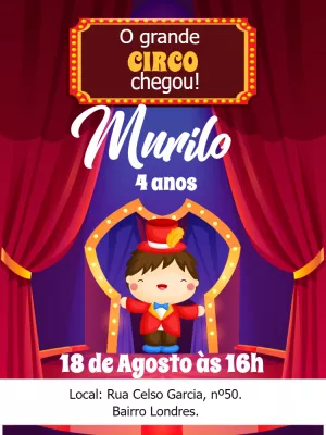 Invitation d'anniversaire Cirque – Statique – Gley Leobas