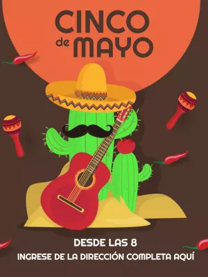 Invitación de Cinco de Mayo con Cactus para Editar Online
