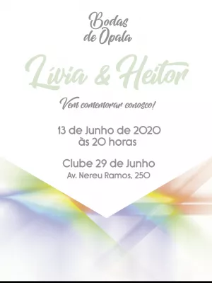 Convite Bodas de Opala com Efeito Prisma para Editar Online
