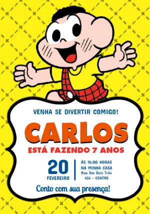 Invitation d'anniversaire Turma da Mônica – Statique – Jotta