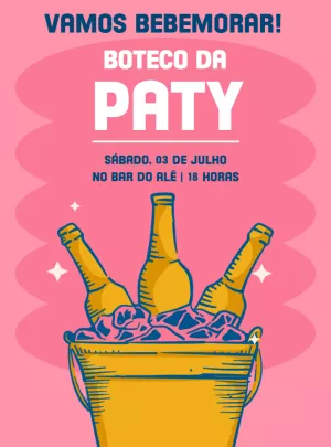 Convite Aniversário Boteco com Cerveja para Editar Online