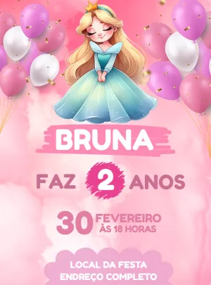 Invitación de cumpleaños Princesas – Estático – Decore Arte