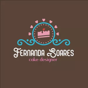 Logo para Confeitaria com Bolo e Corações para Editar Online