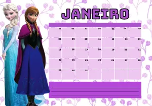 Planner do Tema Frozen com Personagens para Editar Online