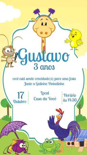 Galinha Pintadinha Birthday Invitation – Static – Gisele