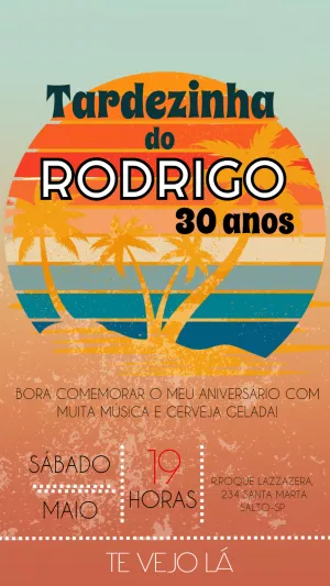 Convite Aniversário Tardezinha com Pôr do Sol para Editar