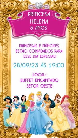 Invitation d'anniversaire Princesses – Statique – Heliene Designer