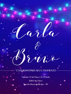 Convite de Casamento Neon com Luzes para Editar Online