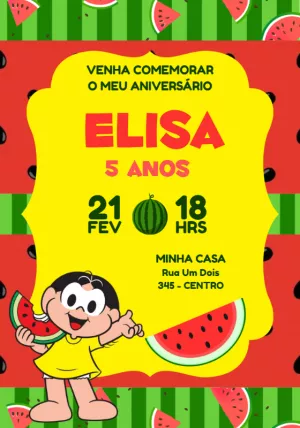 Invitation d'anniversaire Turma da Mônica – Statique – Jotta