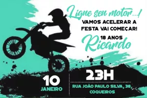 Convite de Aniversário Motocross Radical para Editar Online