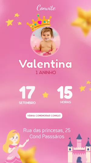 Invitación de cumpleaños Princesas – Estático – Ariane