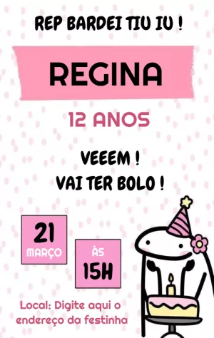 Convite de Aniversário Flork Bentô Meme para Editar Online