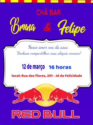 Convite de Chá Bar Red Bull Editável Online para Imprimir