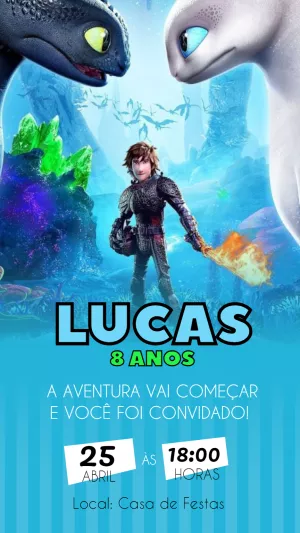 Convite de Aniversário Como Treinar o Seu Dragão para Editar