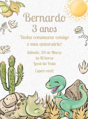 Invitación de cumpleaños Dinosaurio – Estático – Renata Designer
