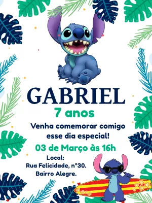 Invitación de cumpleaños Stitch – Estático – Gley Leobas