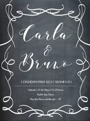 Convite de Casamento Chalkboard Quadro Negro para Editar Online
