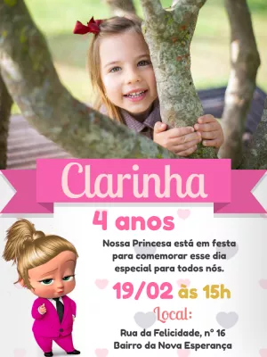 Convite Aniversário Poderosa Chefinha com Foto para Editar