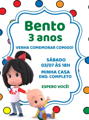 Convite de Aniversário Cleo e Cuquin para Editar Online