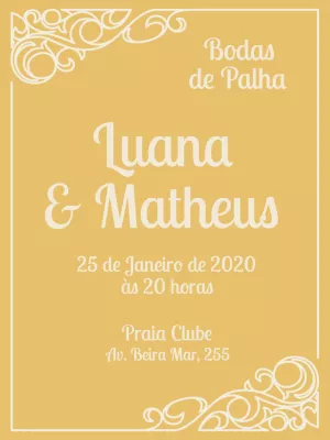 Convite de Bodas de Palha Elegante para Editar Online