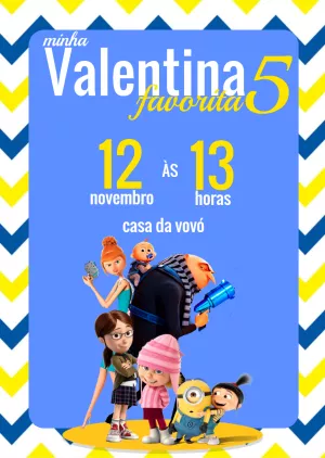 Convite Aniversário Meu Malvado Favorito para Editar Online