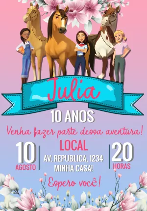 Convite de Aniversário Spirit o Indomável para Editar Online