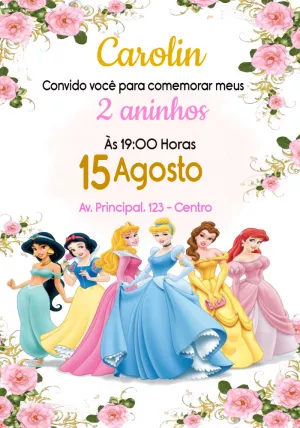 Invitación de cumpleaños Princesas – Estático – Convites Personalizados