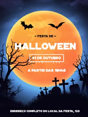 Convite de Halloween Assustador com Cemitério para Editar Online