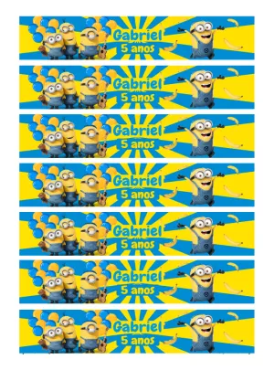 Rótulo de Garrafa Minions Aniversário para Editar Online