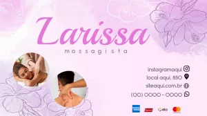 Cartão de Visita Massagista Rosa Floral para Editar Online