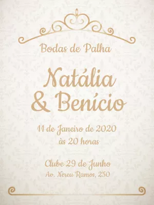 Convite de Bodas de Palha Elegante para Editar Online