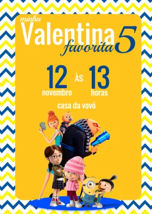 Convite Aniversário Meu Malvado Favorito para Editar Online